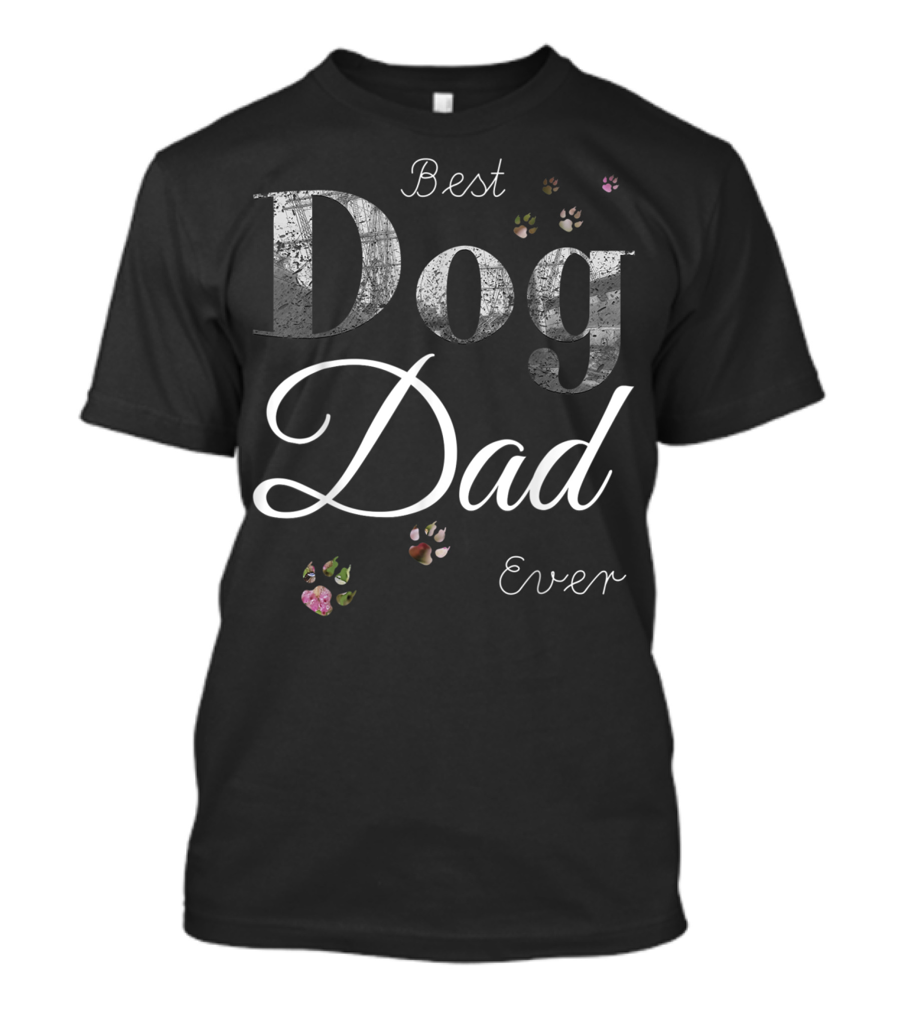 Best Dog Dad Ever With Colorful Paw Prints T-Shirt