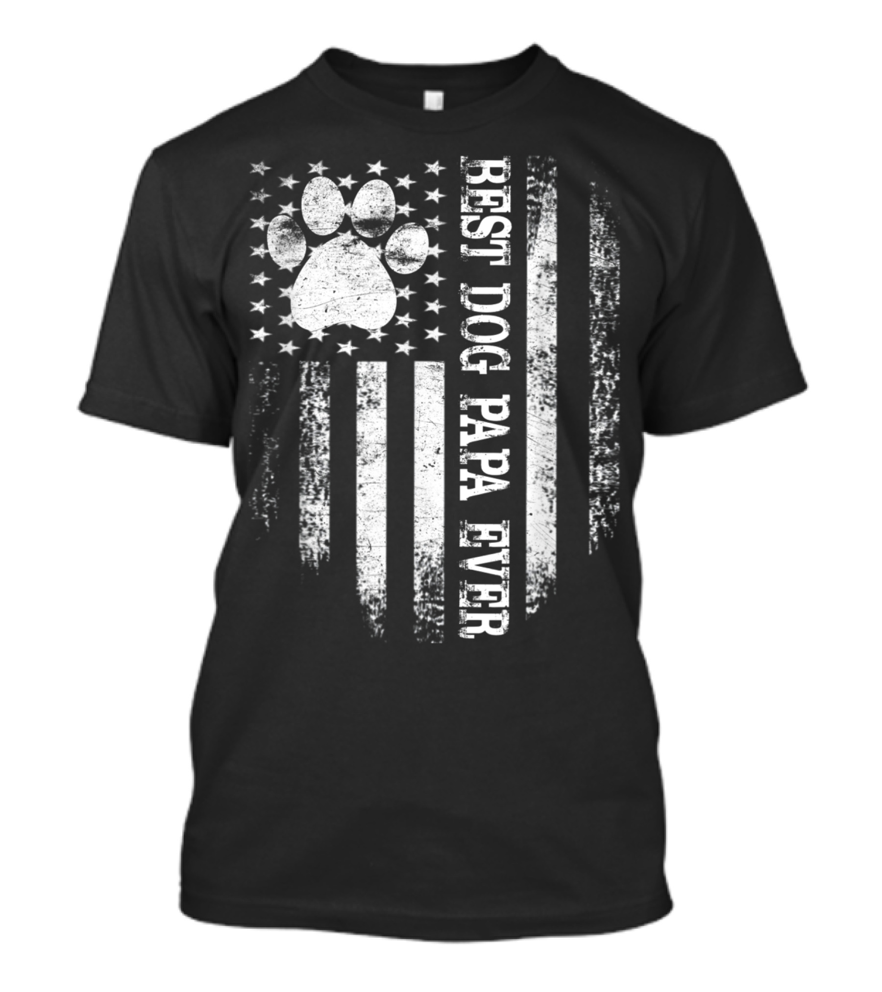 Best Dog Papa Ever American Flag Pawprint Stars Stripes T-Shirt