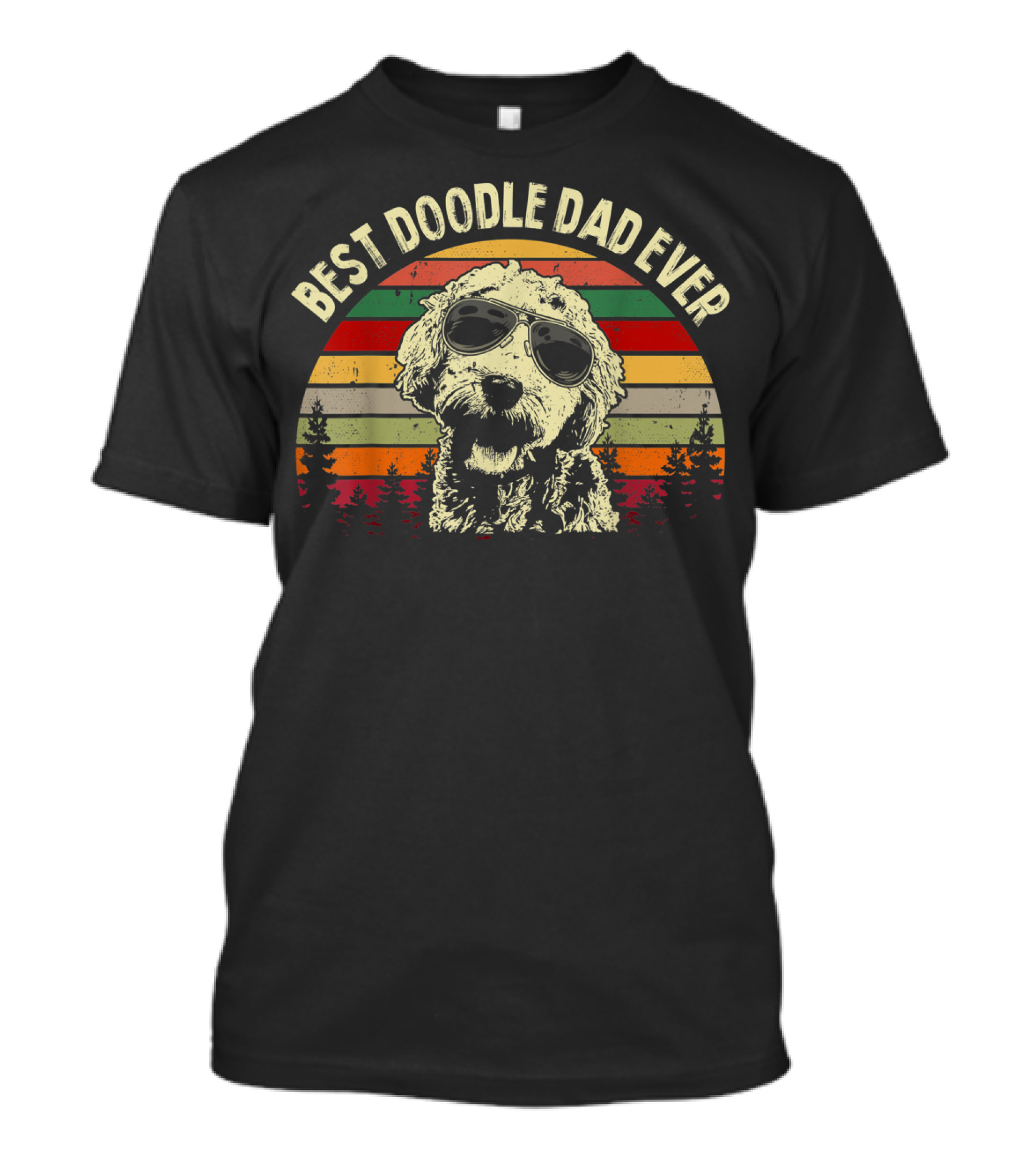 Best Doodle Dad Ever Goldendoodle Retro Sunglasses Forest T-Shirt