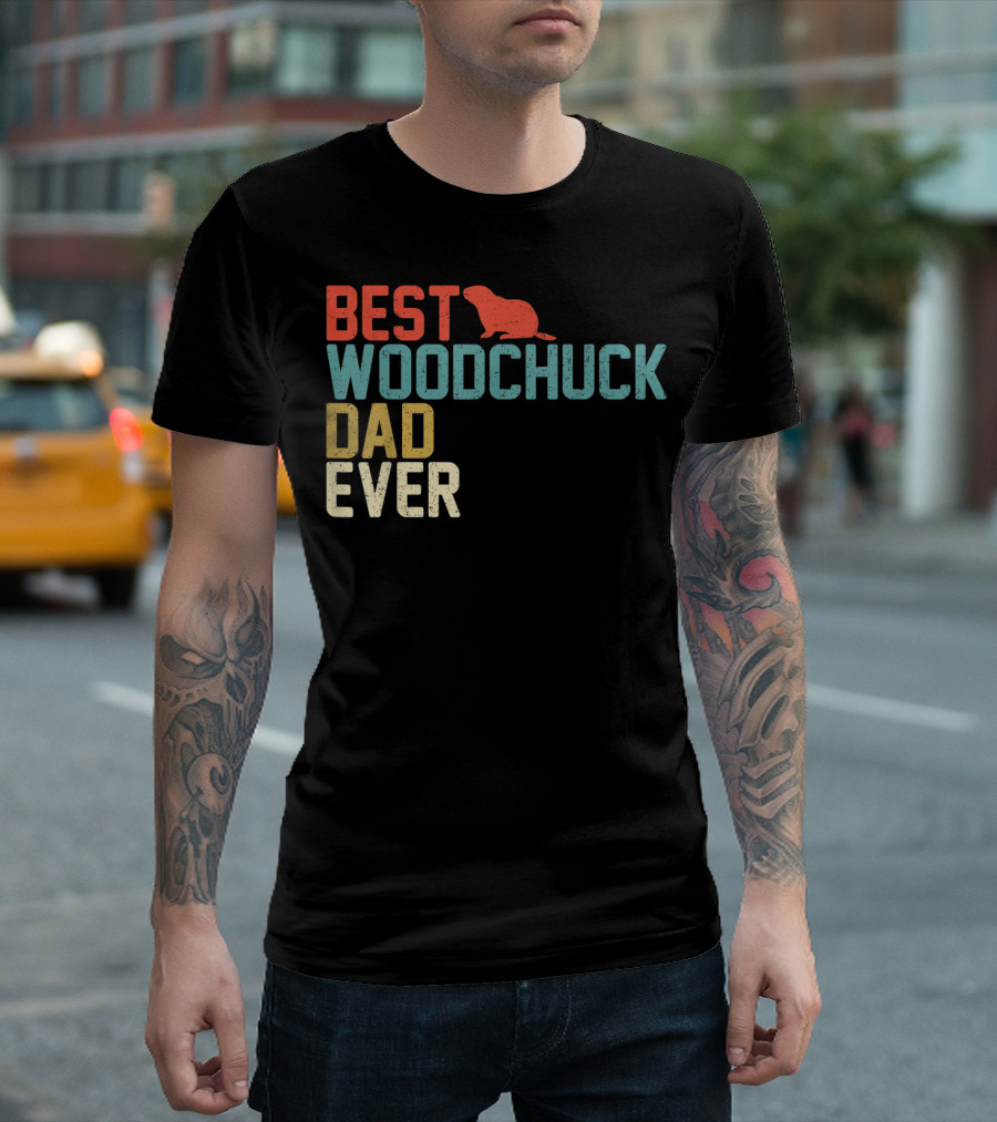 Best Woodchuck Dad Ever Retro Vintage T-Shirt
