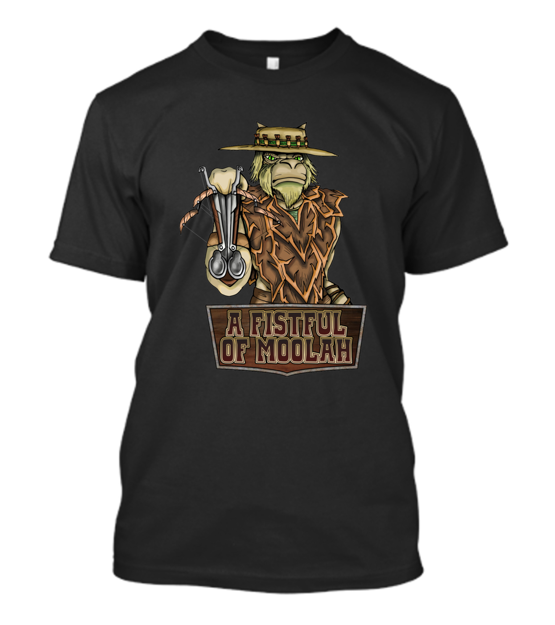 A Fistful Of Moolah Creature Holding Moneybags In Cowboy Hat And Poncho T-Shirt