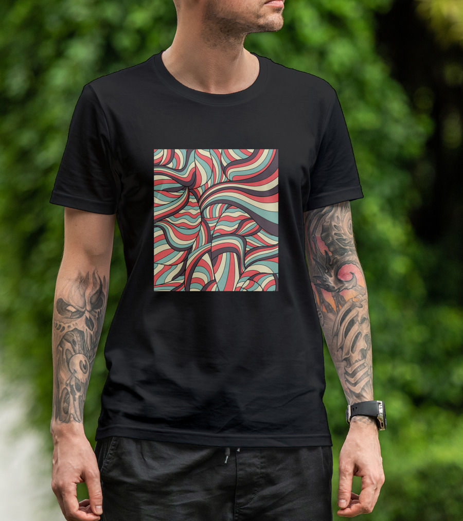 African Waves No16 503288 Bold Vibrant Swirls T-Shirt