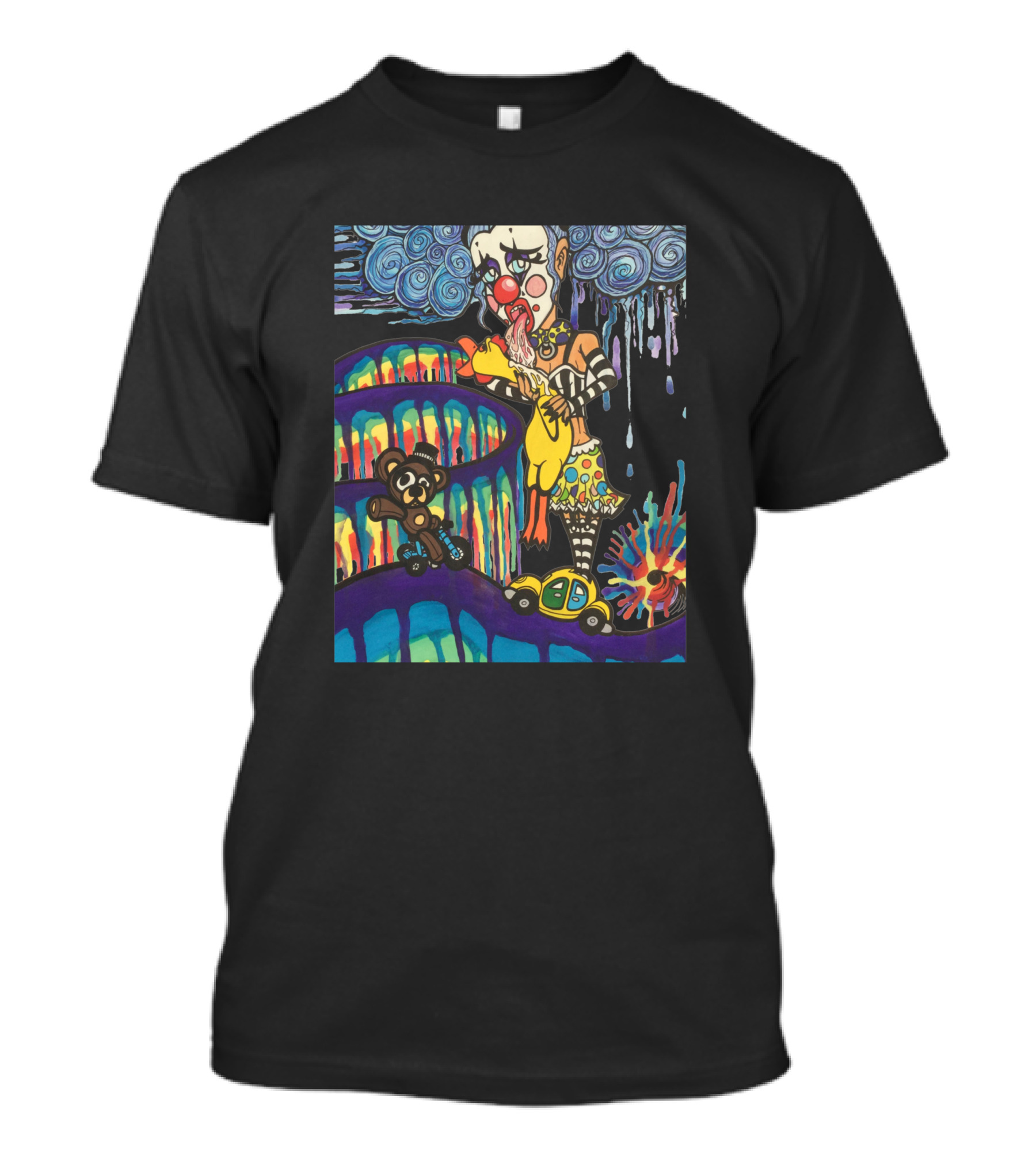 Always Use A Rubber Clown Teddy Bear Car Spiral Colorful 705458 T-Shirt