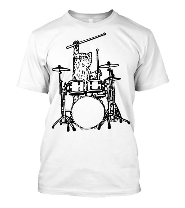 In My Head My Cat Always Plays Drums Funny Cat Drumming T-Shirt