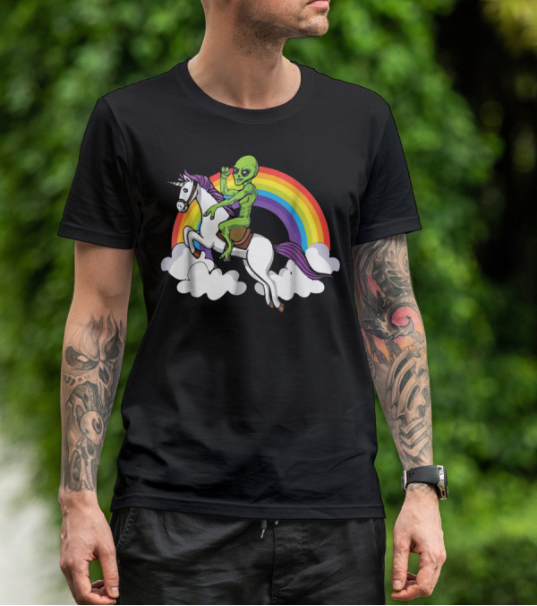 Alien Riding Unicorn T-Shirt