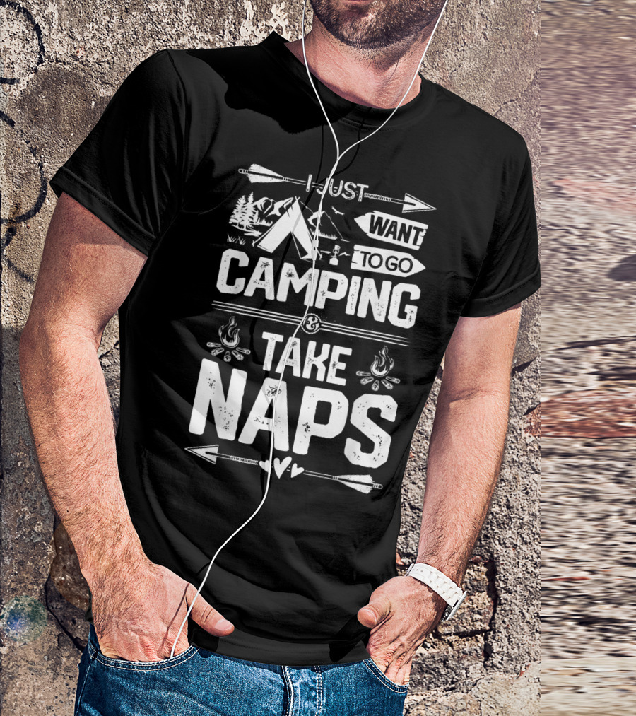 I Just Want To Go Camping And Take Naps Outdoor Funny Camper Boys T-Shirt