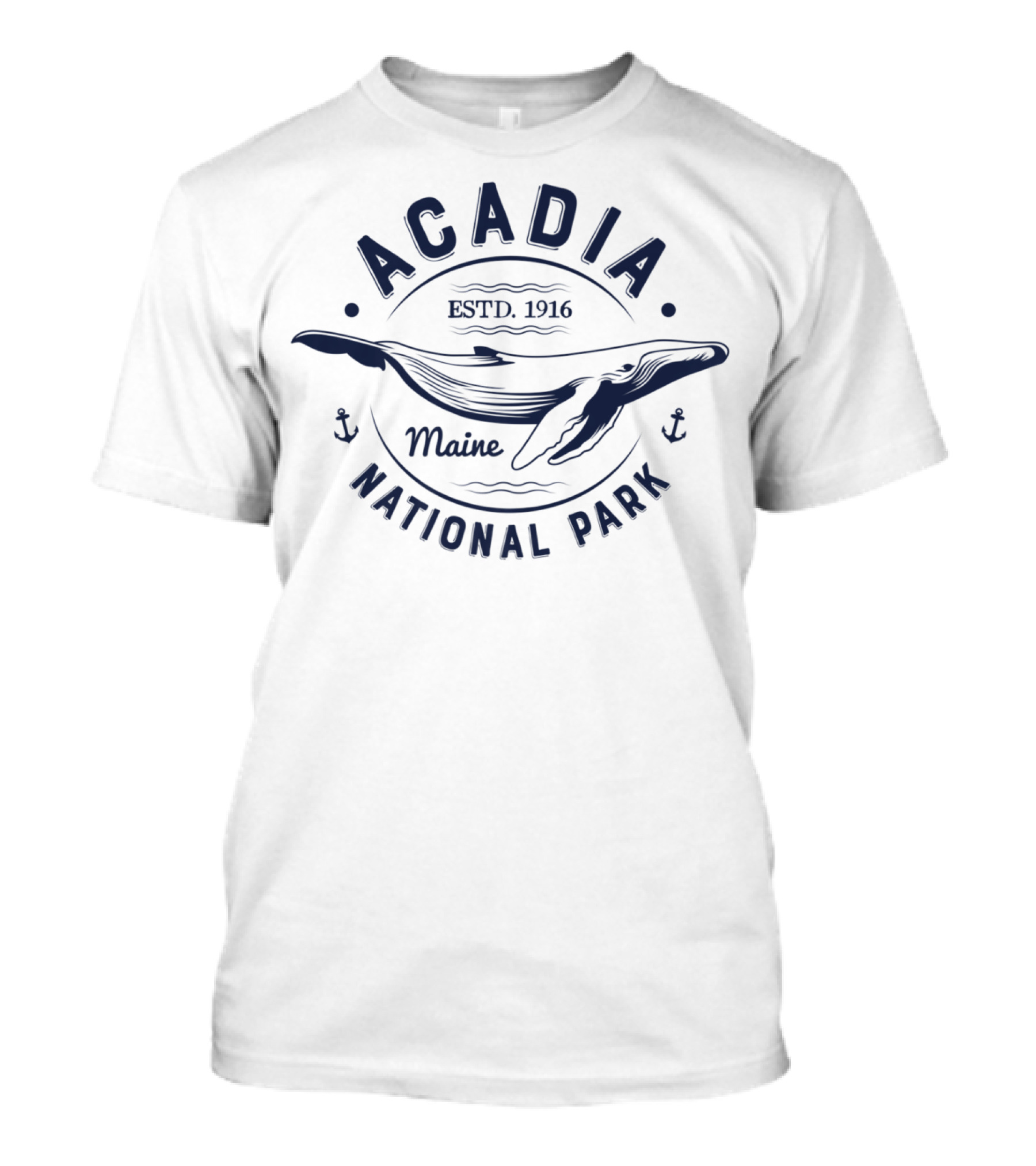 Acadia National Park Maine Estd 1916 Vintage Whale T-Shirt