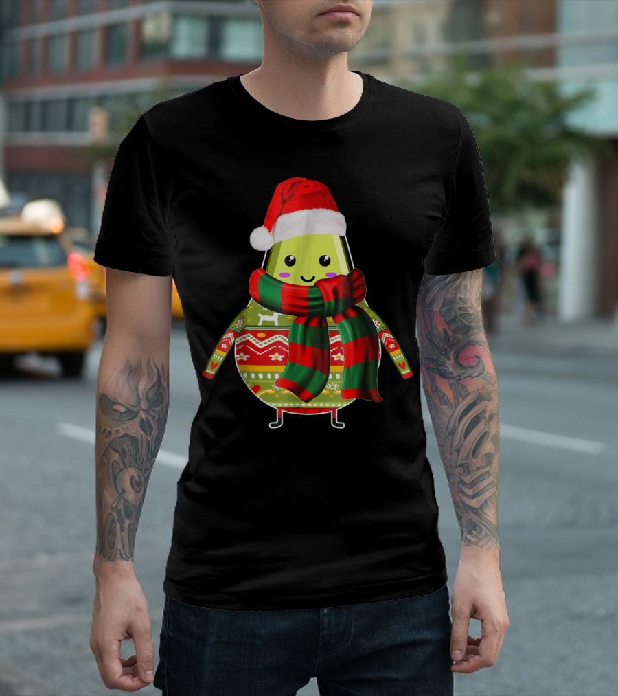 Avocado Ugly Christmas Cool Fruit Lover Santa Hat Holiday T-Shirt