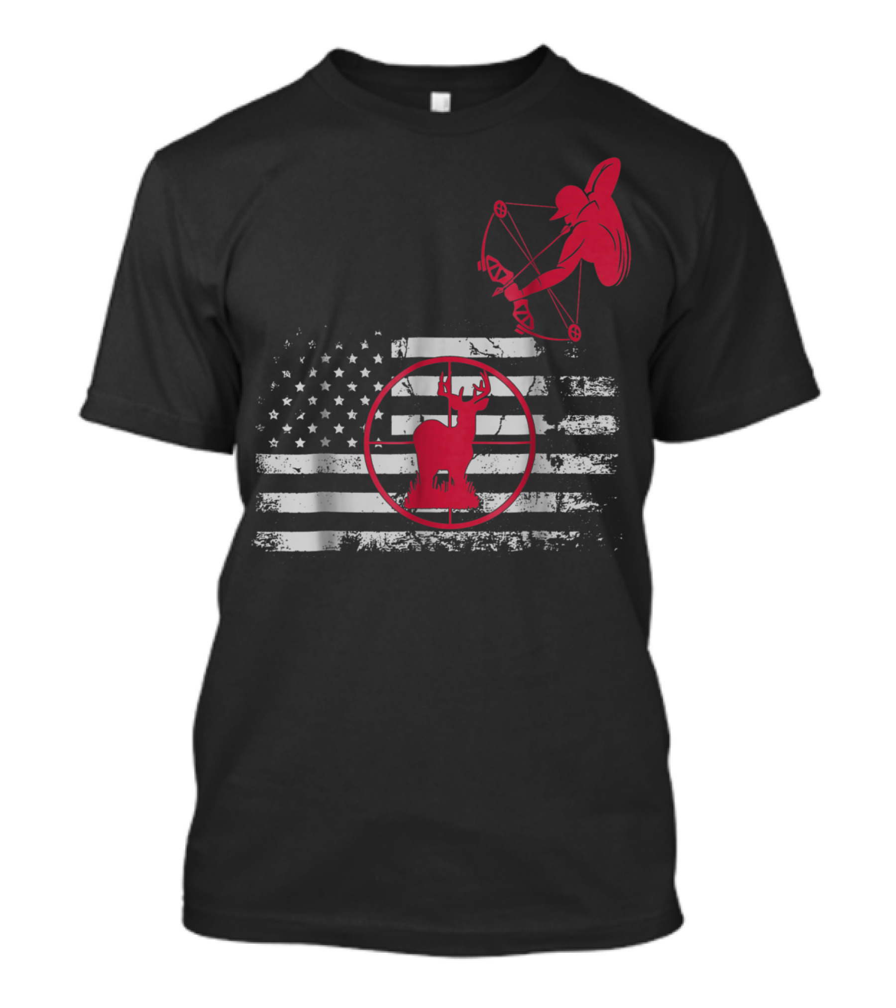 Bow Hunting American Flag Women Hunters Deer Archery T-Shirt