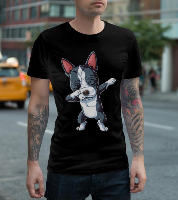Dabbing Boston Terrier Boys Kids Dog Lover Dab T-Shirt
