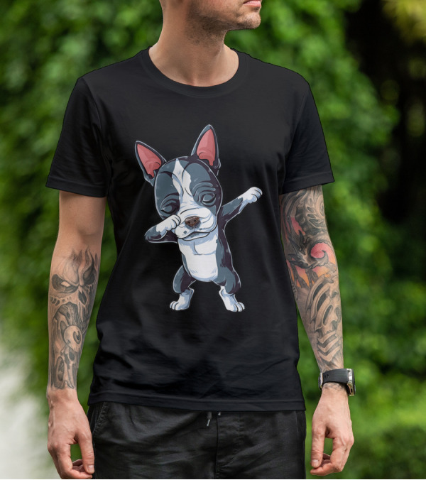 Dabbing Boston Terrier Boys Kids Dog Lover Dab T-Shirt