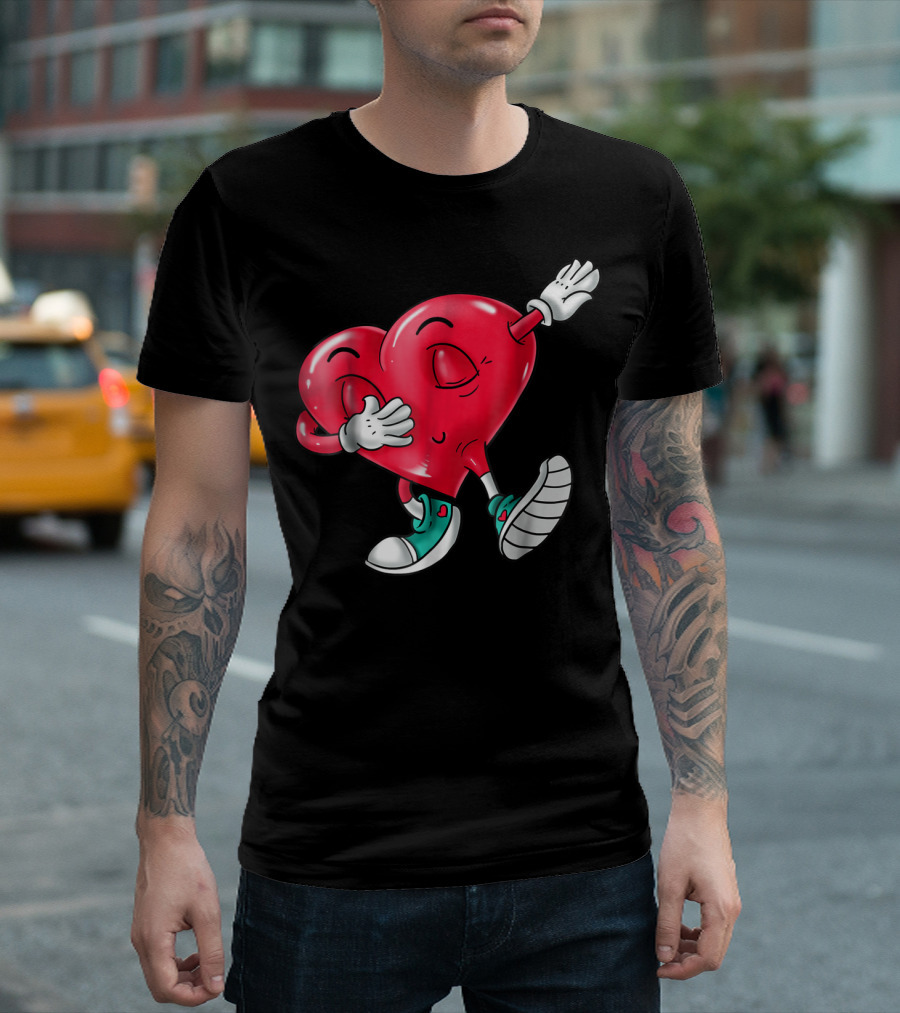 Dabbing Heart Valentine Kids Boys Love Day T-Shirt