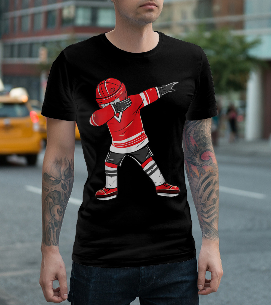 Dabbing Ice Hockey Funny Dab Squad Red Jersey T-Shirt