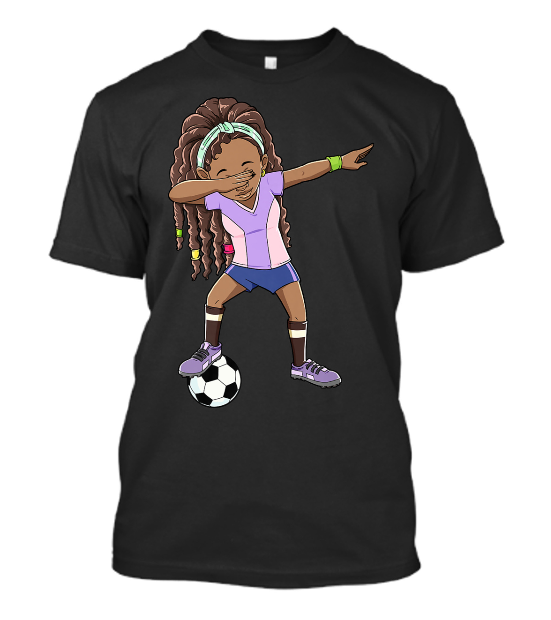 Dabbing Soccer Girls Black Queen Funny Football Youthful Sports Pose T-Shirt
