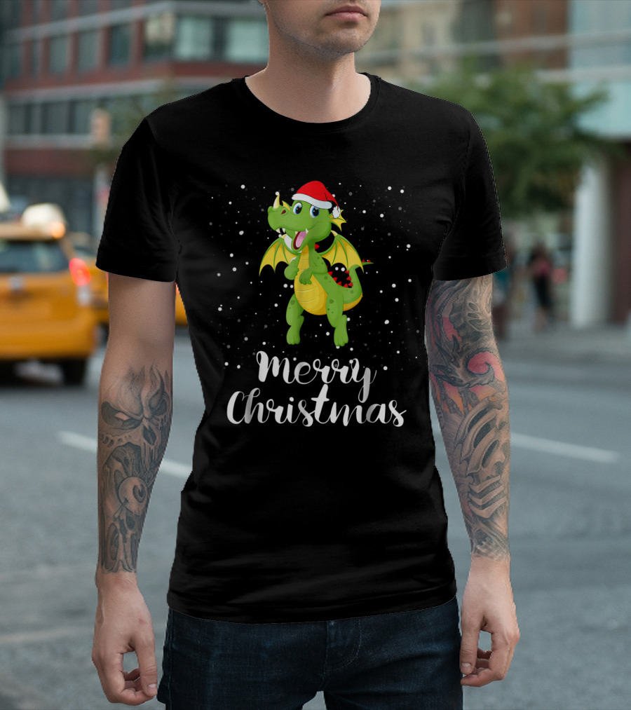 Merry Christmas Dragon Funny Matching Family Group T-Shirt