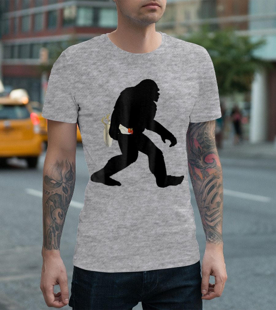 Funny Bigfoot Carrying Chicken Boys Sasquatch T-Shirt