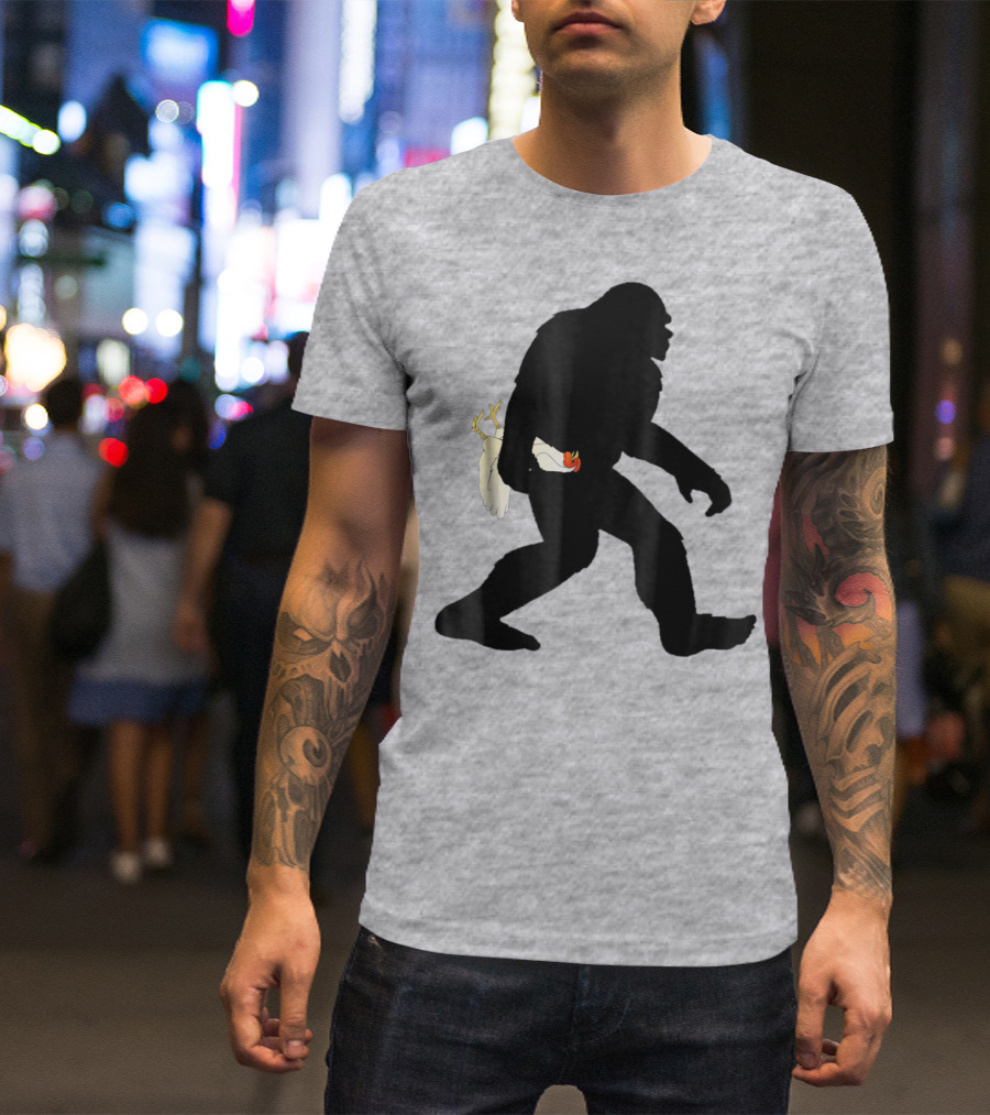 Funny Bigfoot Carrying Chicken Boys Sasquatch T-Shirt