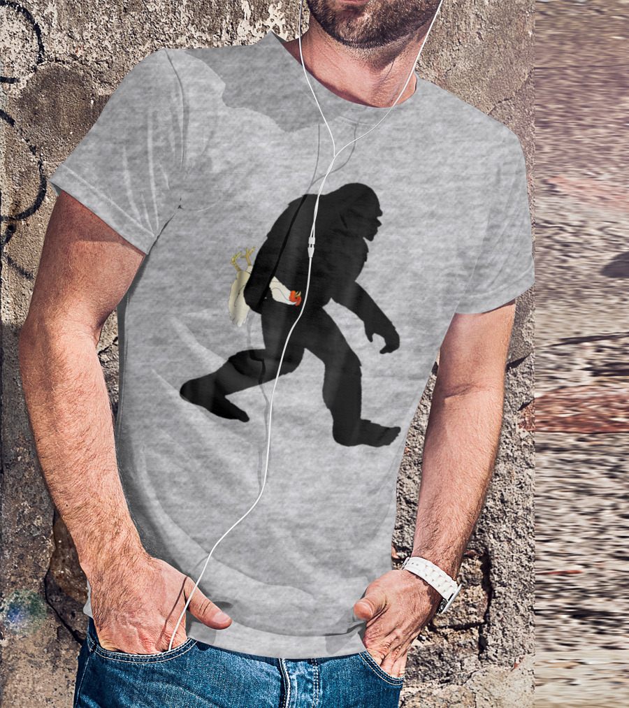 Funny Bigfoot Carrying Chicken Boys Sasquatch T-Shirt