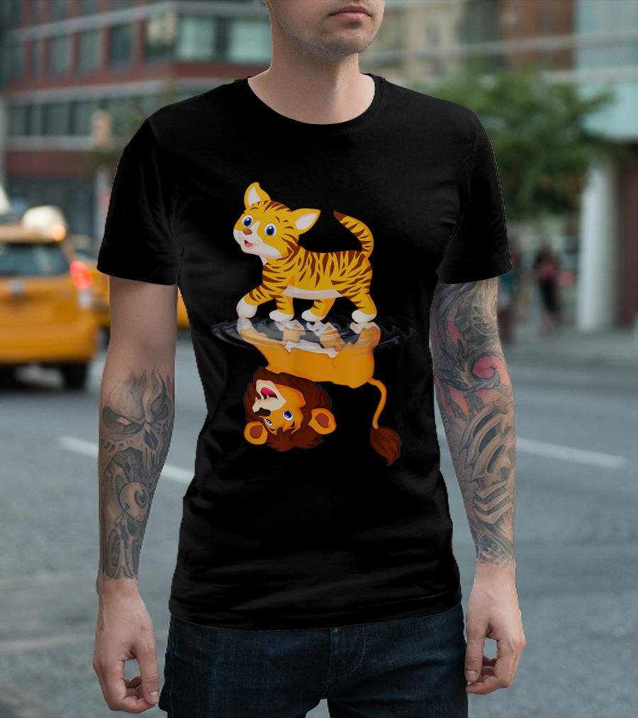 Funny Cat Lover Bengal Cat Reflection as Bengal Tiger T-Shirt