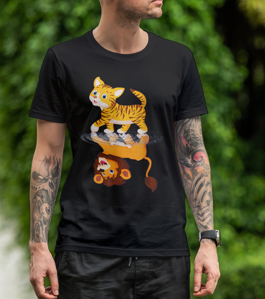 Funny Cat Lover Bengal Cat Reflection As Bengal Tiger T-Shirt