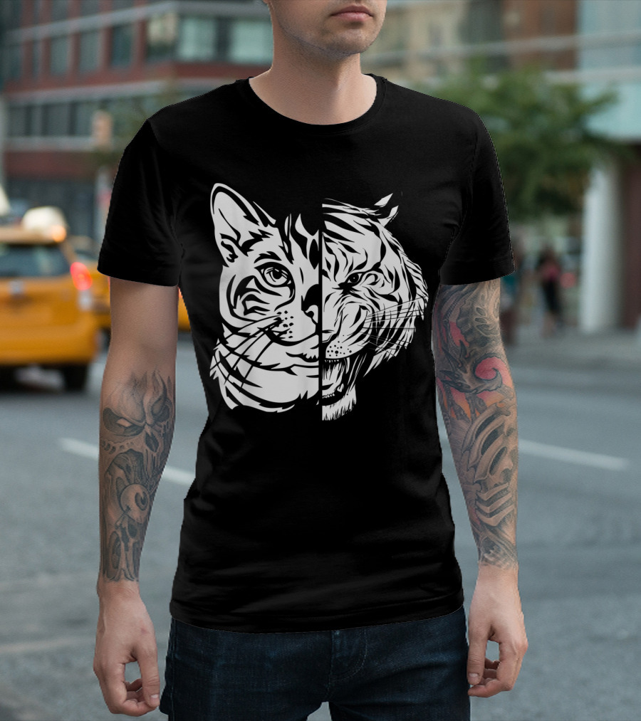 Funny Cat Lover Bengal Cat Shadow Bengal Tiger Fusion T-Shirt
