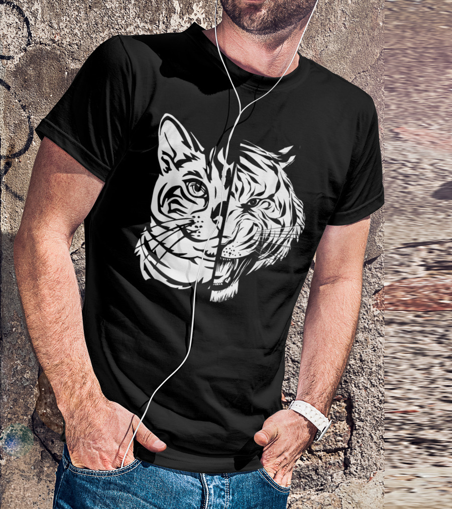 Funny Cat Lover Bengal Cat Shadow Bengal Tiger Fusion T-Shirt