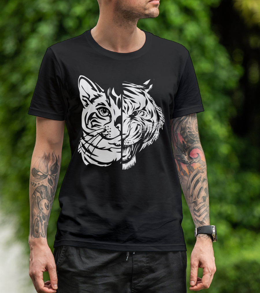 Funny Cat Lover Bengal Cat Shadow Bengal Tiger Fusion T-Shirt