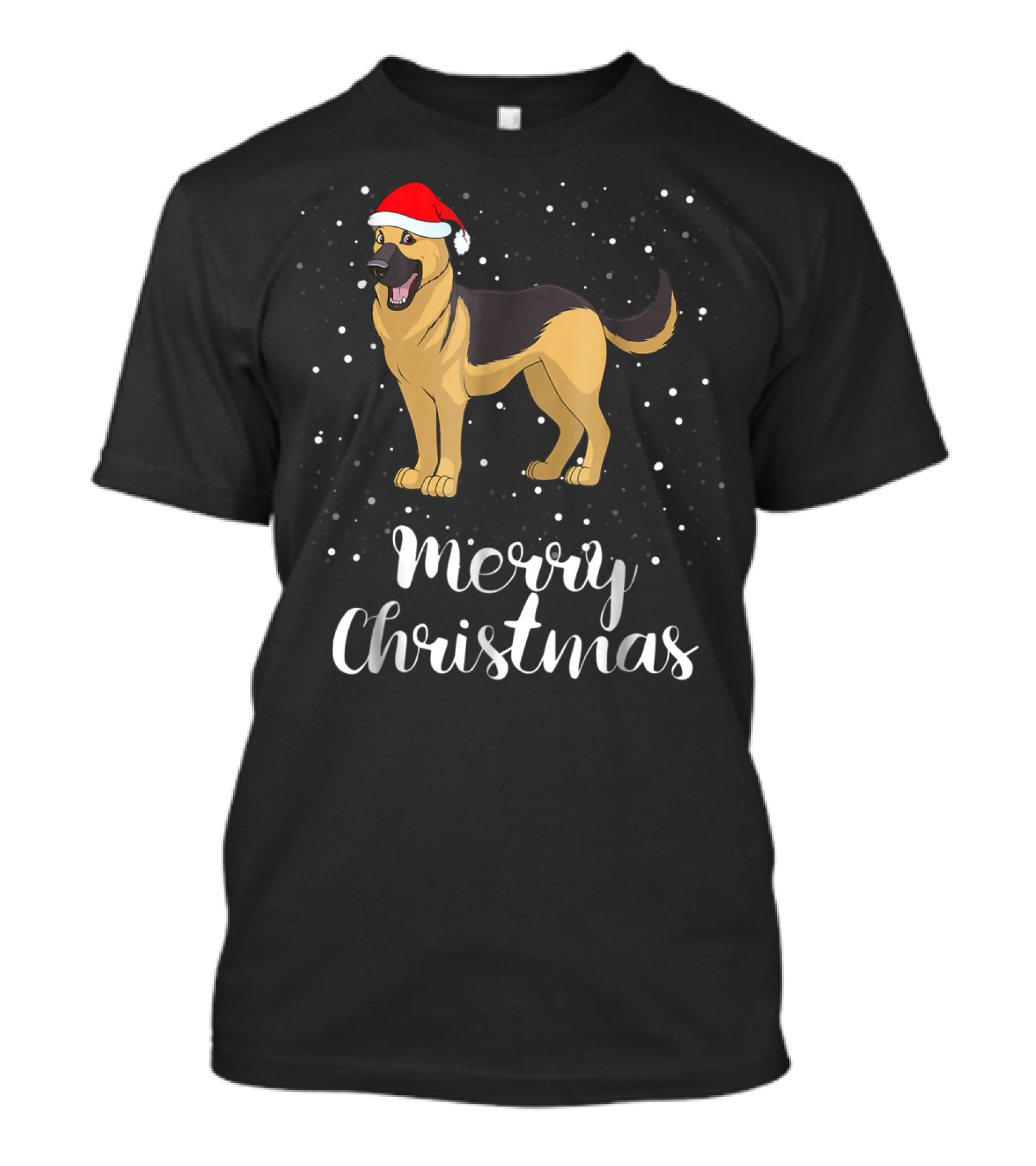 Merry Christmas German Shepherd Family Santa Hat T-Shirt