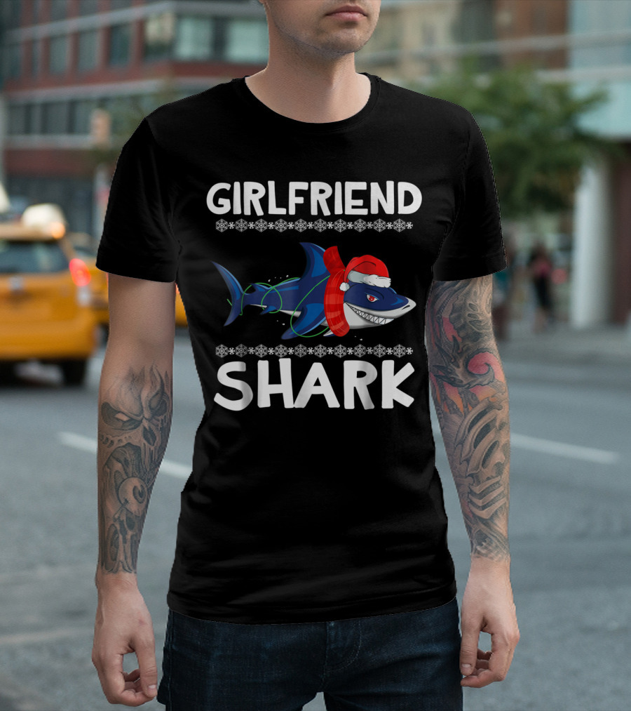 Girlfriend Shark Ugly Christmas Family Holiday T-Shirt