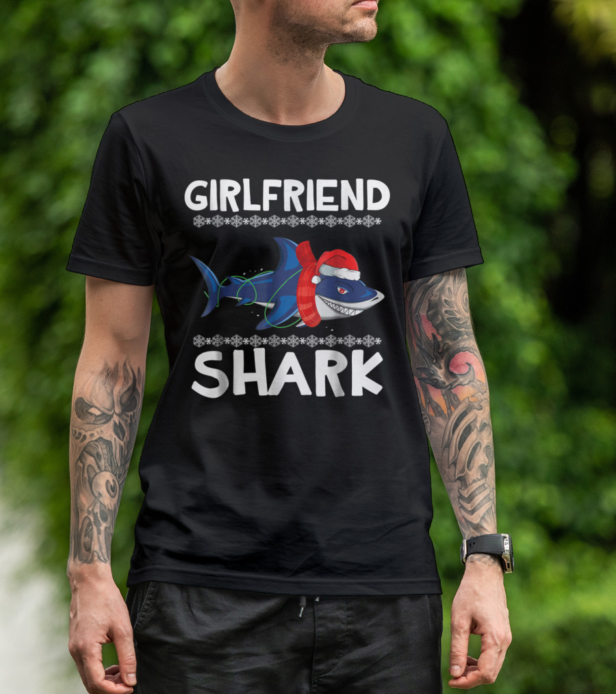 Girlfriend Shark Ugly Christmas Family Holiday T-Shirt