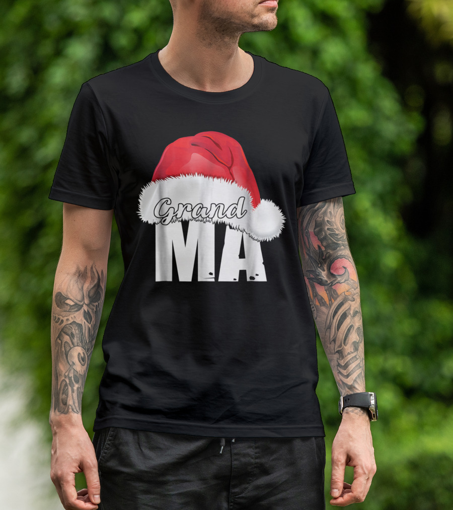 Grandma Christmas Santa Hat Family T-Shirt
