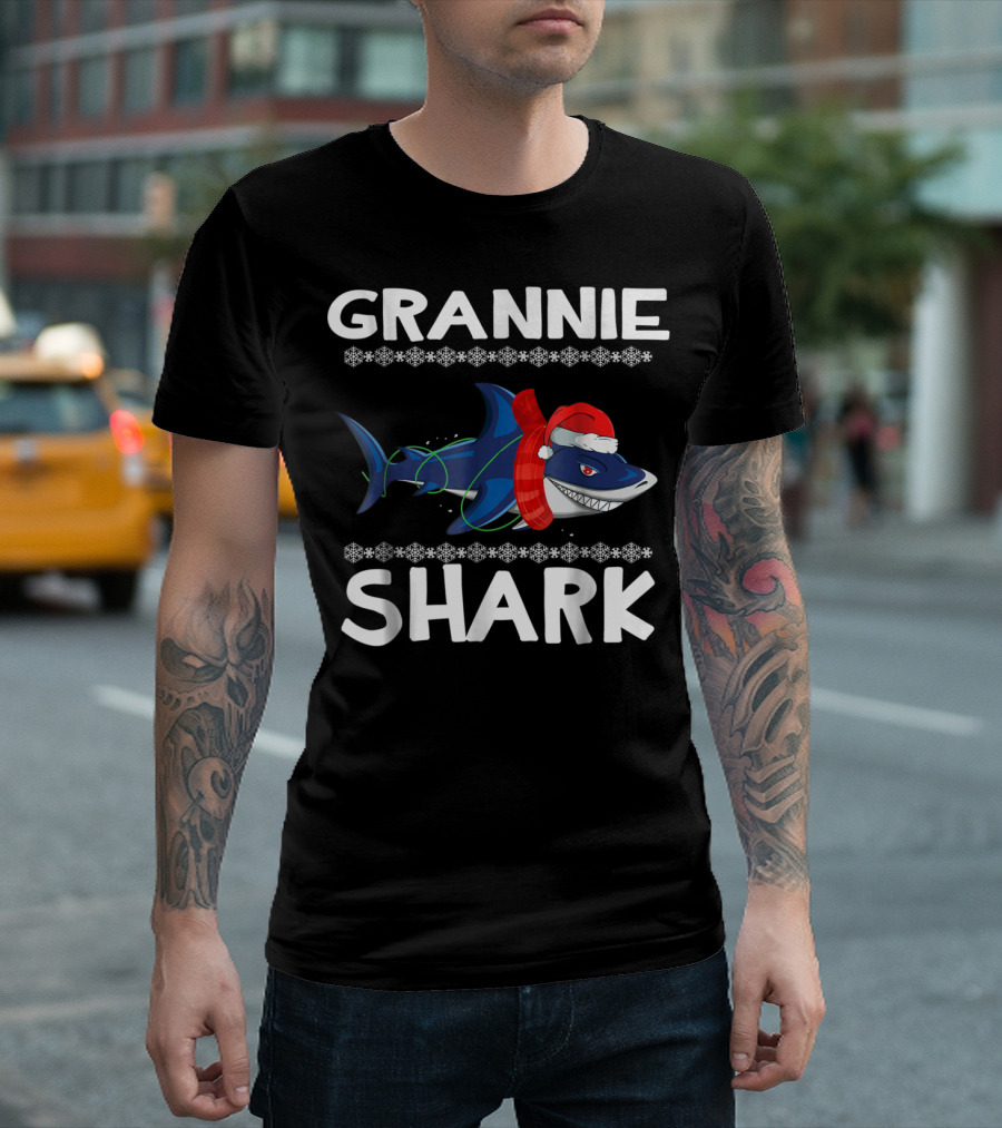 Grannie Shark Christmas Sweater with Santa Hat T-Shirt