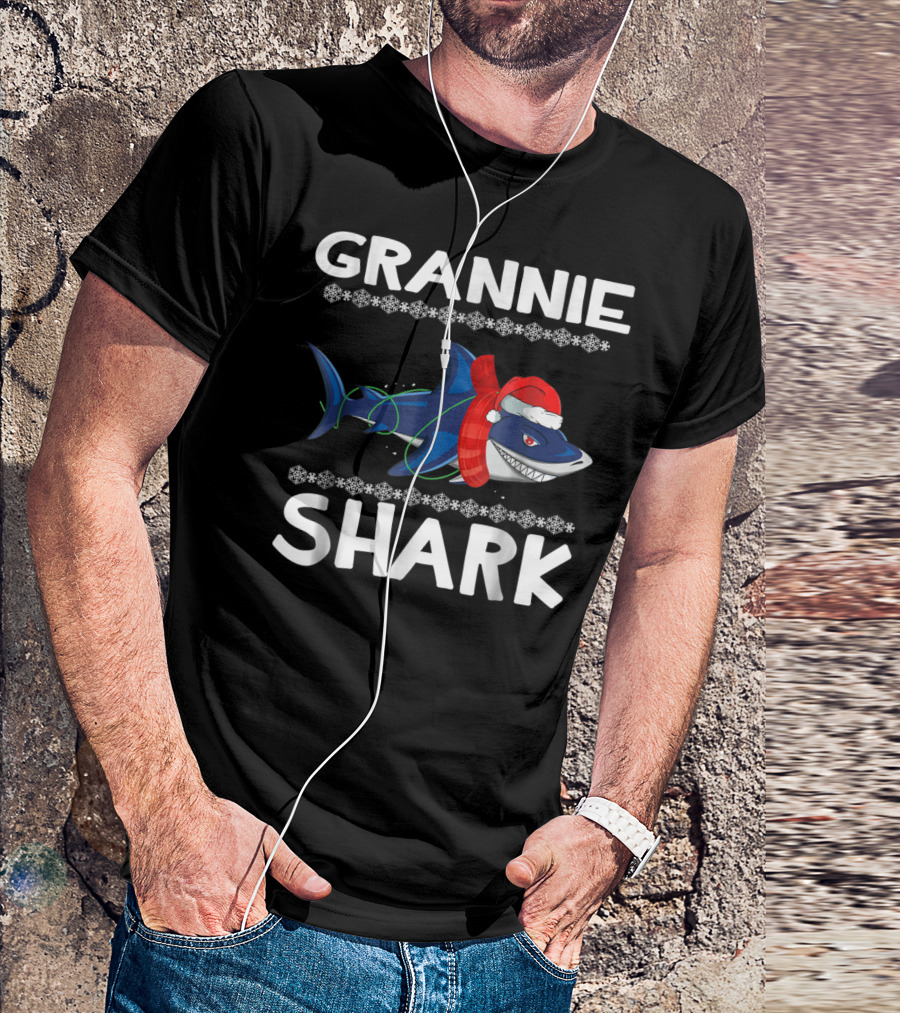 Grannie Shark Christmas Sweater With Santa Hat T-Shirt