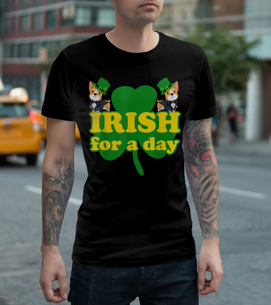 Irish For A Day Shamrock Pembroke Welsh Corgi T-Shirt