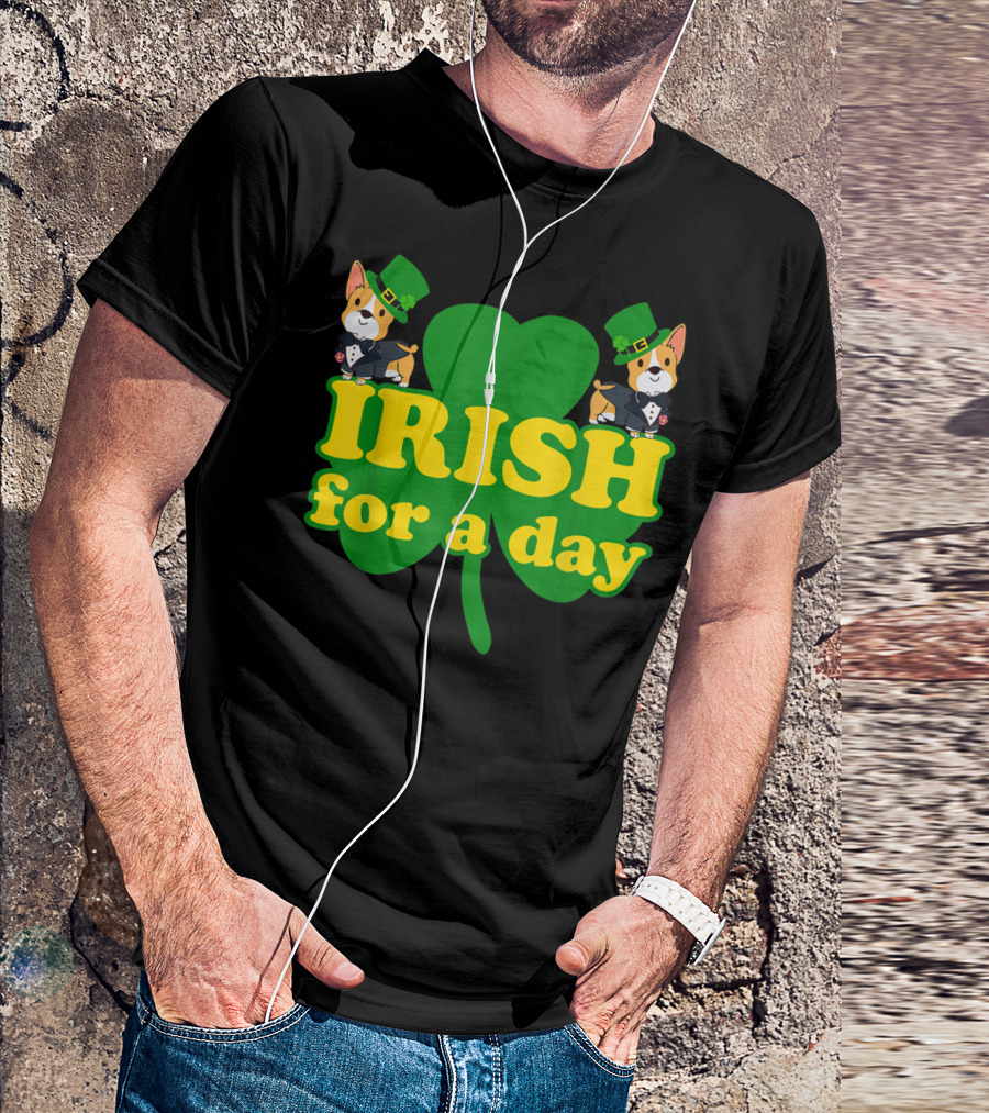 Irish For A Day Shamrock Pembroke Welsh Corgi T-Shirt