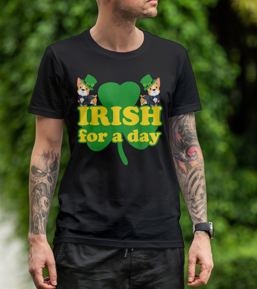 Irish For A Day Shamrock Pembroke Welsh Corgi T-Shirt