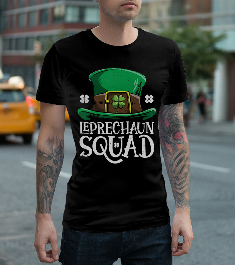Leprechaun Squad St Patricks Day Costume12 Green Hat Clover Shamrock T-Shirt