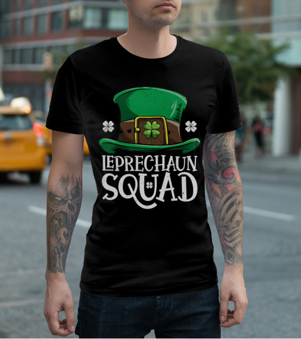 Leprechaun Squad St Patricks Day Costume12 Green Hat Clover Shamrock T-Shirt