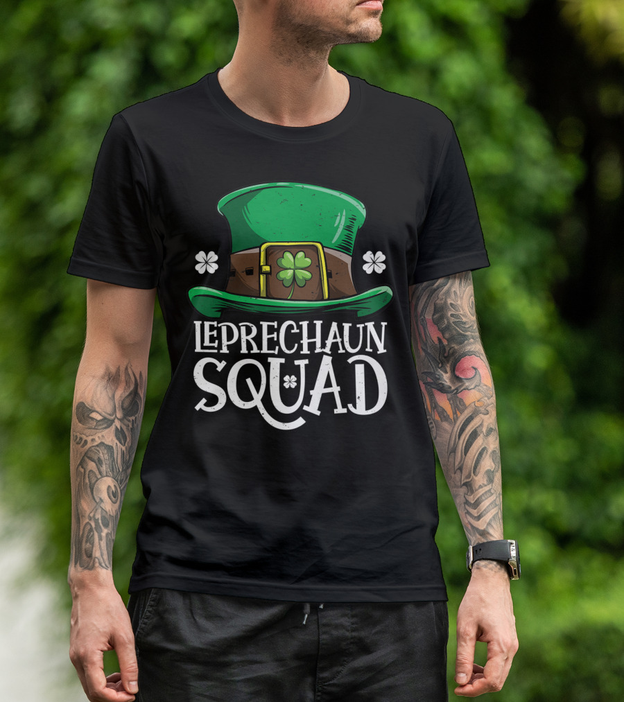 Leprechaun Squad St Patricks Day Costume12 Green Hat Clover Shamrock T-Shirt