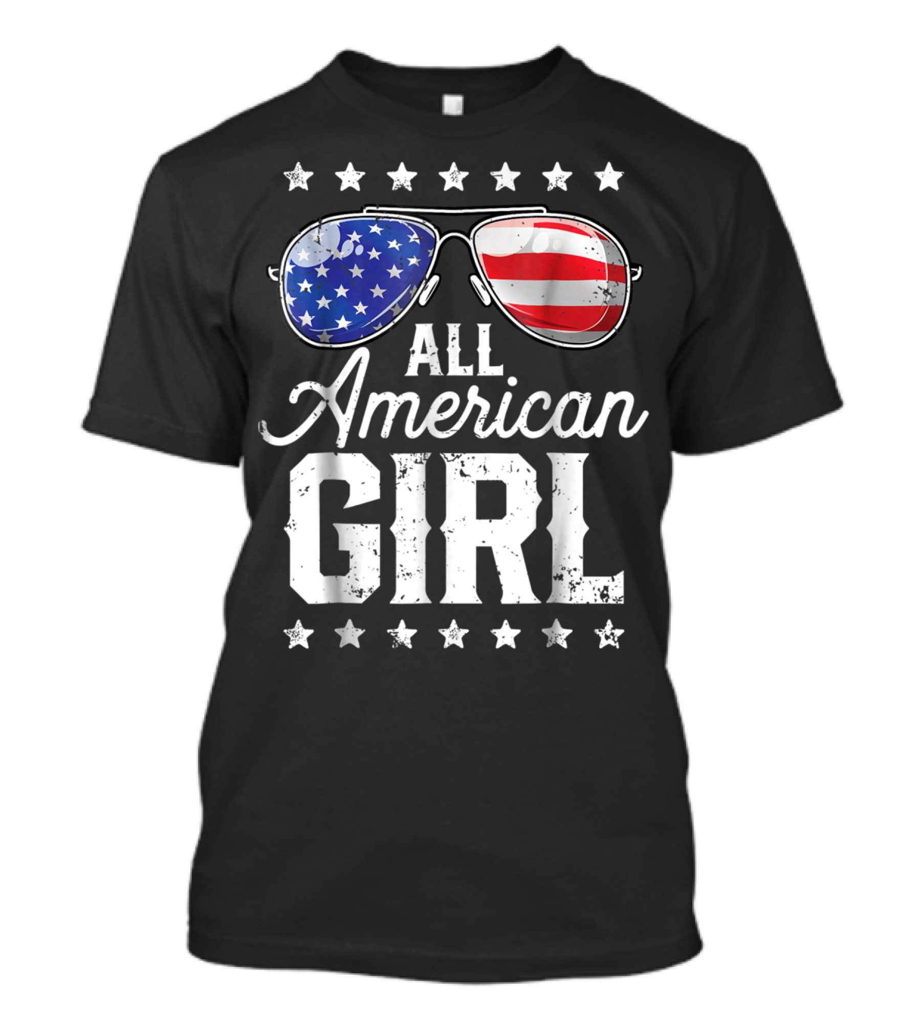 All American Girl 4th Of July USA Flag Sunglasses Stars T-Shirt