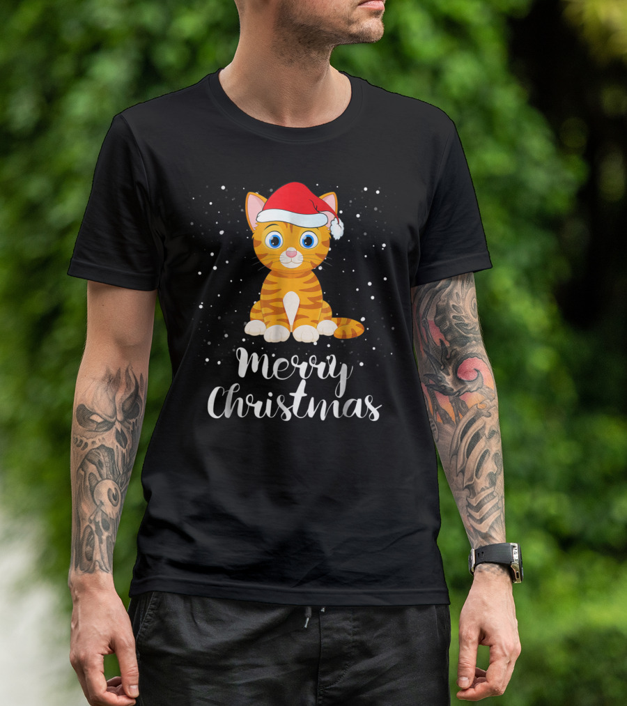 Merry Christmas Cat Funny Christmas Matching Family Group T-Shirt