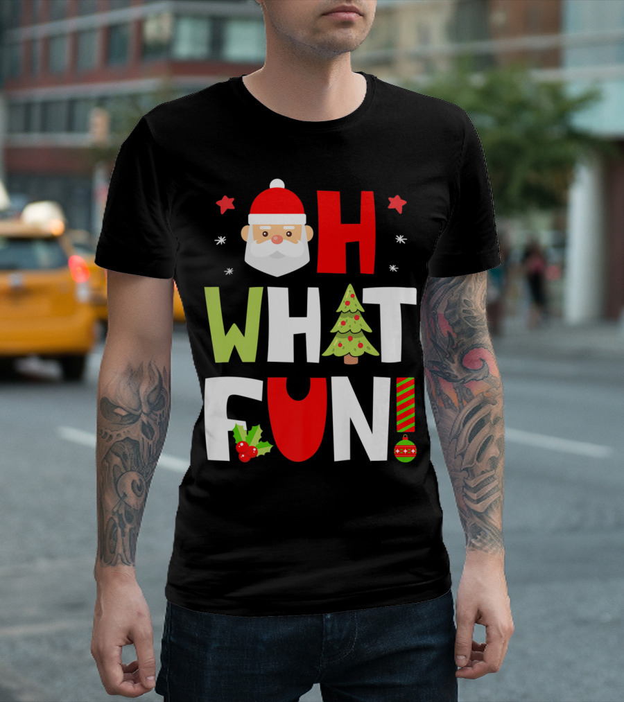 Christmas Kids Boys Oh What Fun Santa Xmas Tree T-Shirt