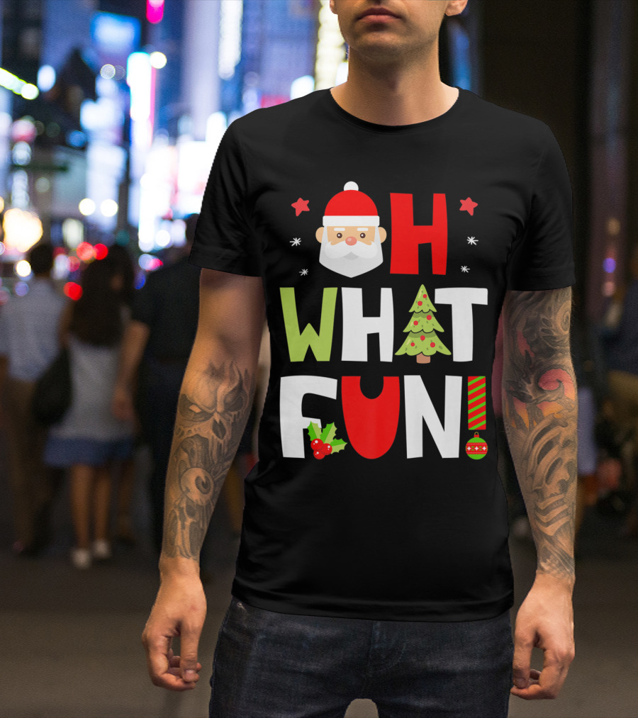Christmas Kids Boys Oh What Fun Santa Xmas Tree T-Shirt