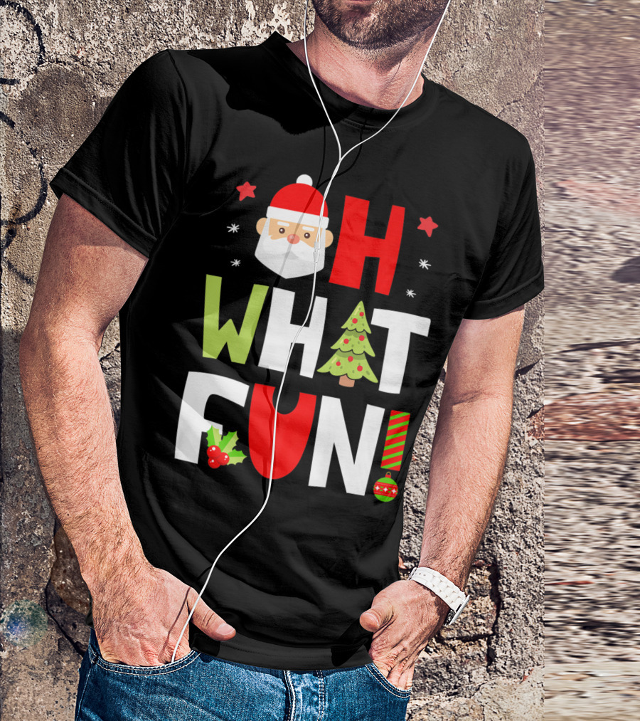 Christmas Kids Boys Oh What Fun Santa Xmas Tree T-Shirt