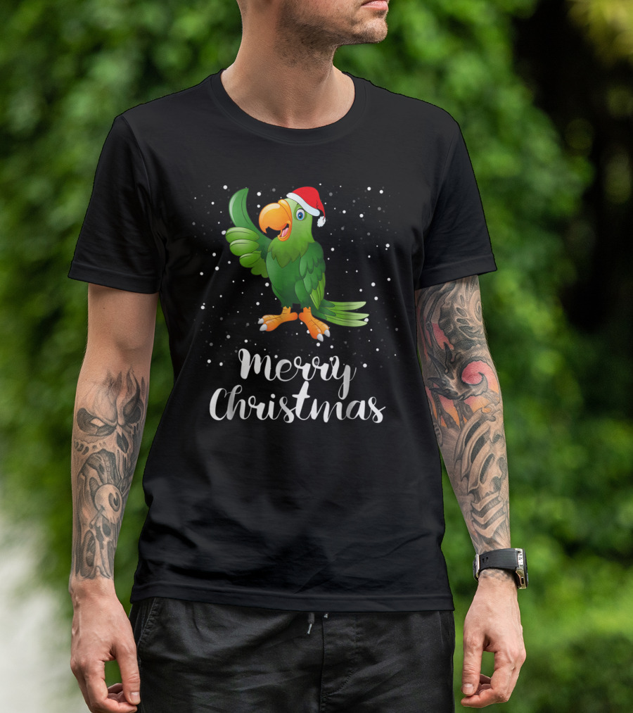Merry Christmas Parrot Funny Matching Family Group T-Shirt
