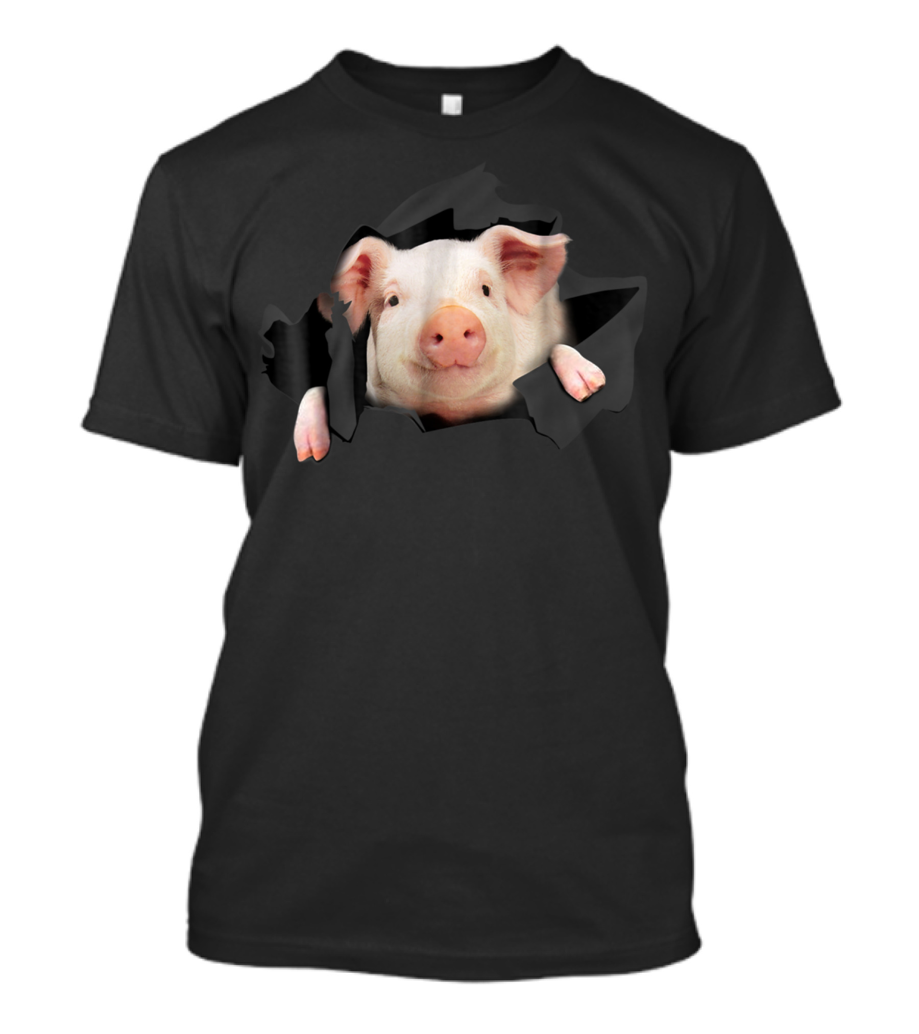 Pig Clawing Through Hole In Background Pig Farmer T-Shirt