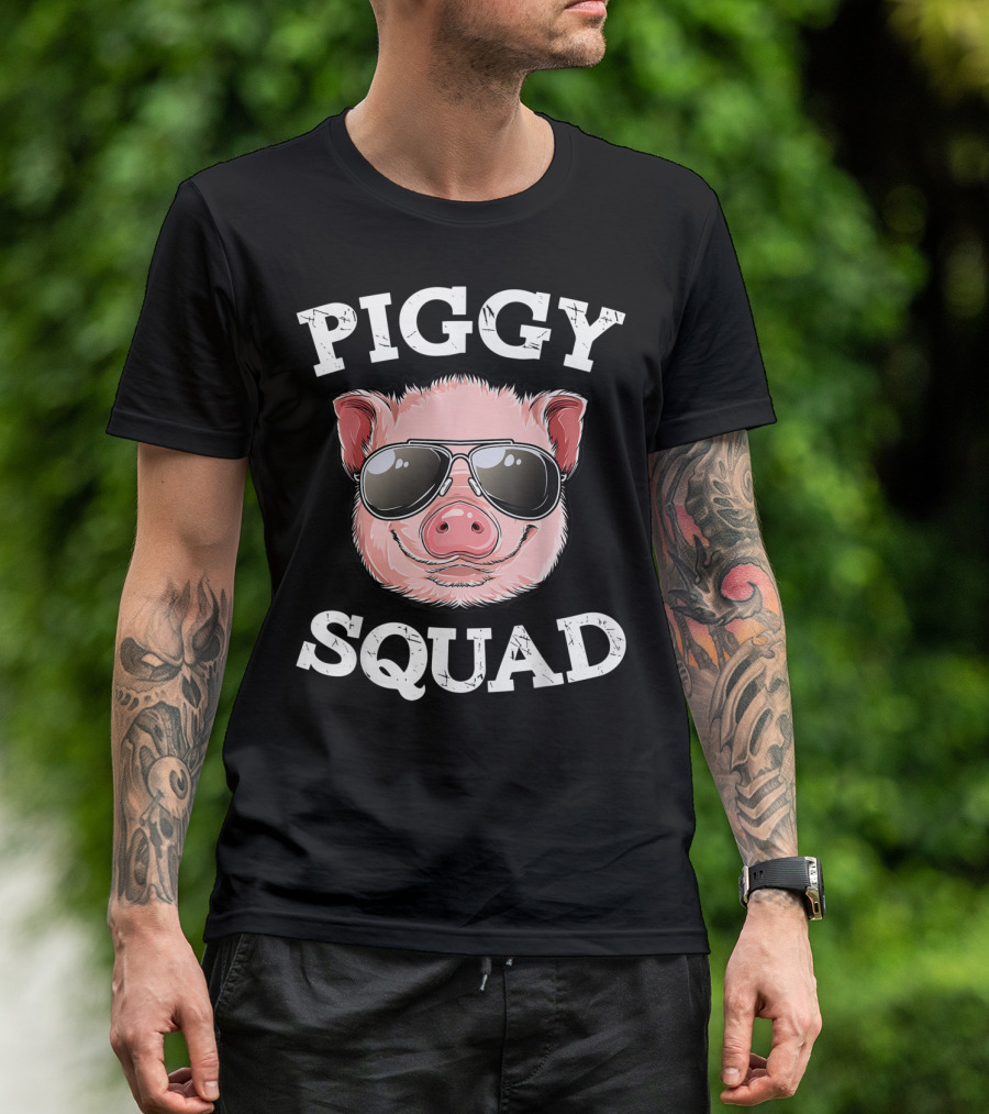 Piggy Squad Pig Lovers Farming Farmer Girls Sunglasses T-Shirt