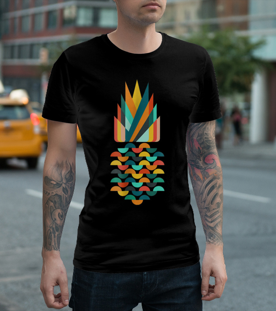 Pineapple Aloha Hawaiian Low Poly Geometric Multicolor T-Shirt