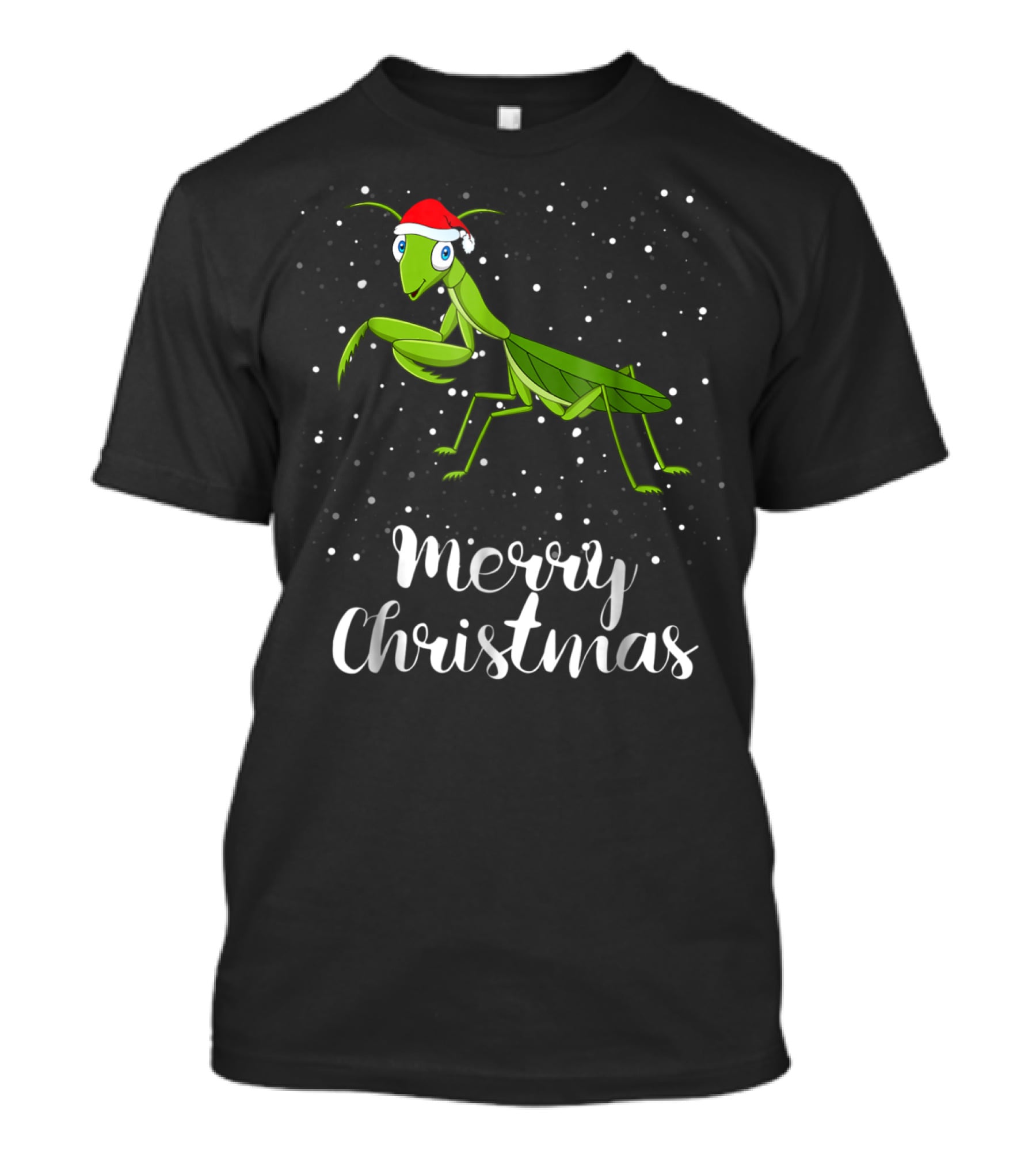 Merry Christmas Praying Mantis Santa Hat Matching Family Group T-Shirt