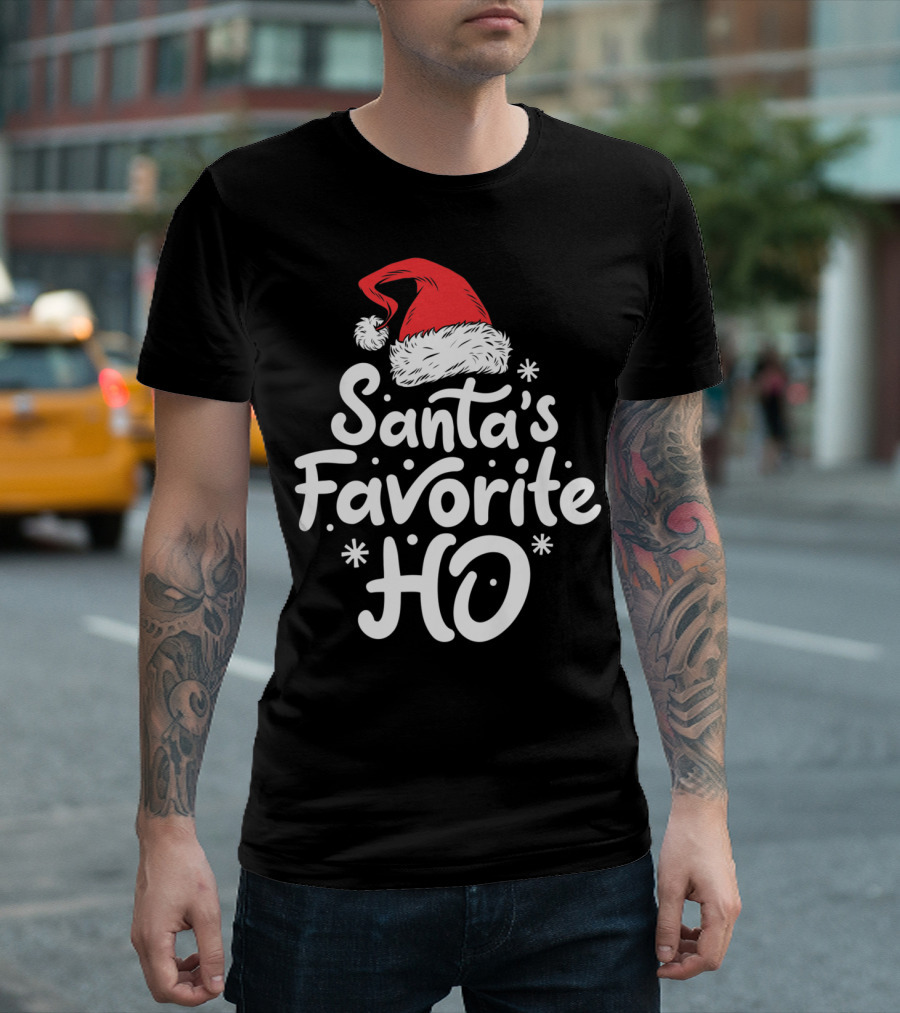 Santa's Favorite Ho Christmas Women Santa Hat T-Shirt